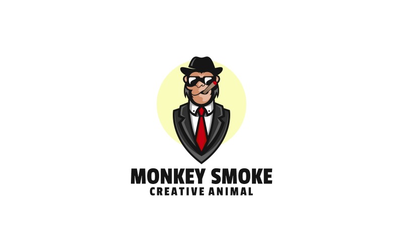 Monkey Smoke Cartoon Logo Logo Template