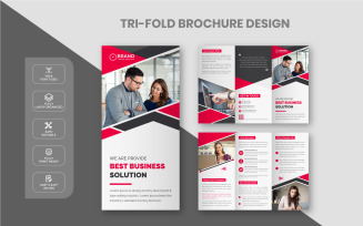 Red Color Corporate Business Trifold Brochure Design Template