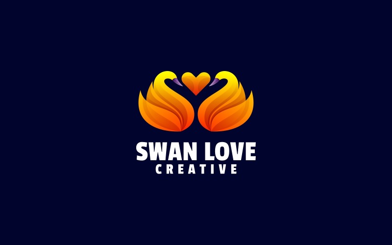 Swan Love Gradient Logo Style Logo Template