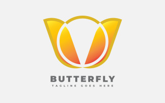 W Pattern Butterfly Logo Template