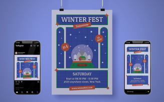 Winter Festival Poster Kit - Retro Style