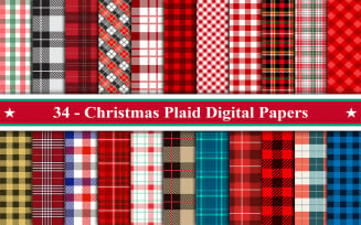 Christmas Plaid Pattern Digital Paper, Pattern background