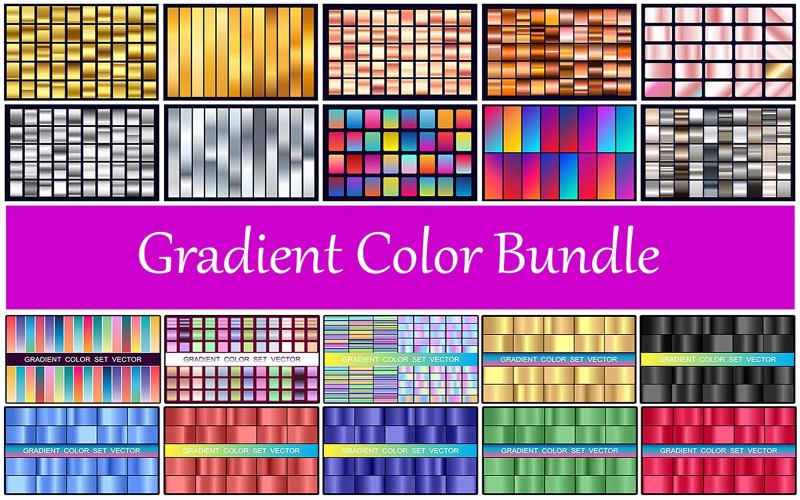 Gradient Color Palette Bundle, Gradient Color Palette Vector Template Illustration