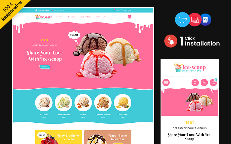 Icescoop - Ice Cream And Drink Multipurpose OpenCart Store OpenCart Template