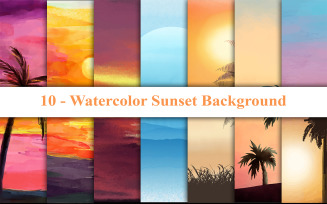 Watercolor Sunset Background