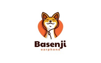 Basenji Dog Cartoon Logo Style
