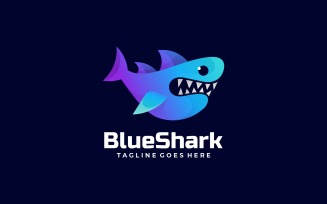 Blue Shark Gradient Logo Style
