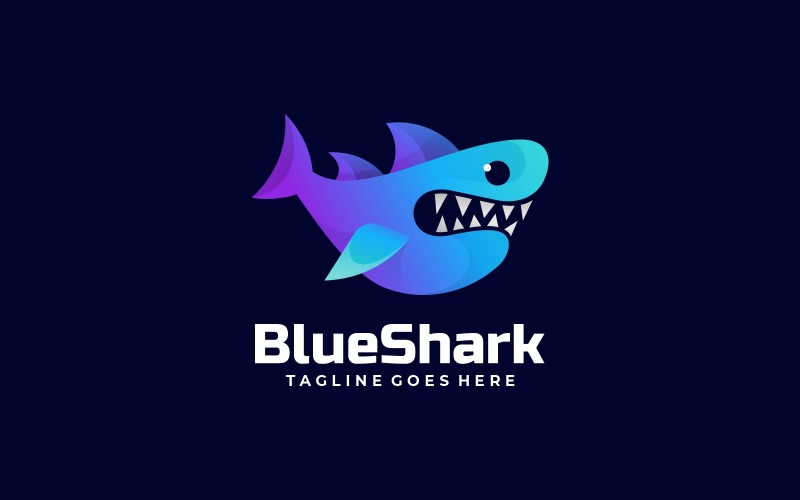Blue Shark Gradient Logo Style Logo Template