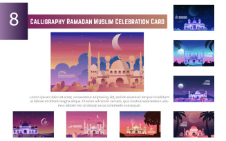 8 Calligraphy Ramadan Muslim Celebration Card