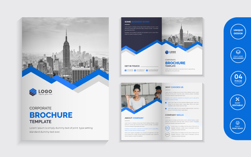 Corporate Business Bi-Fold Brochure Template Corporate Identity