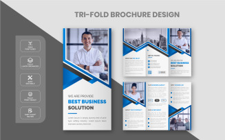 Creative Modern Blue Corporate Business Trifold Brochure Design Template