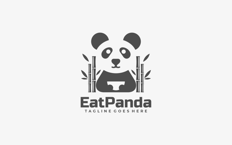 Eat Panda Silhouette Logo Logo Template