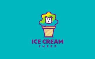 Ice Cream Sheep Color Mascot Logo