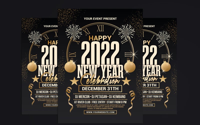 New Year Party Celebration Flyer Corporate Identity