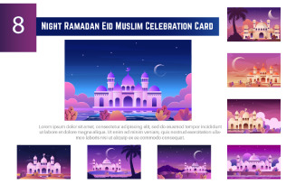 8 Night Ramadan Eid Muslim Celebration Card