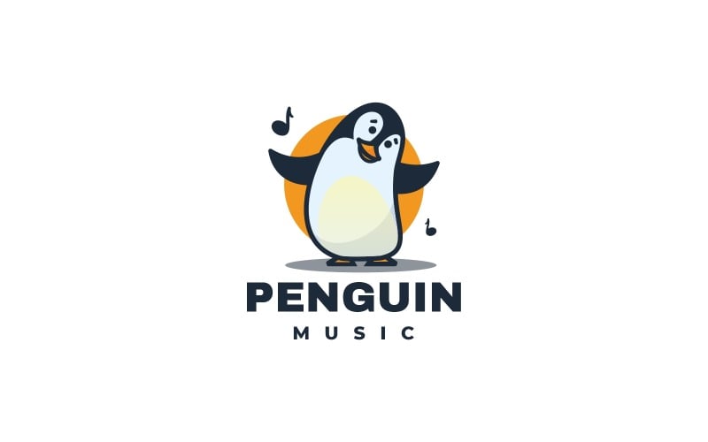 Penguin Music Cartoon Logo Logo Template