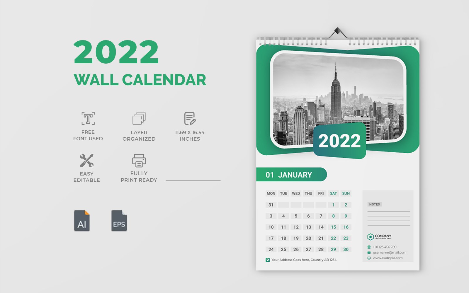 Kit Graphique #220547 2022 Calendrier Web Design - Logo template Preview