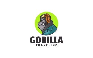 Gorilla Traveling Cartoon Logo