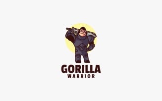 Gorilla Warrior Mascot Cartoon Logo