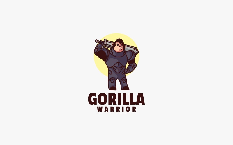 Gorilla Warrior Mascot Cartoon Logo Logo Template