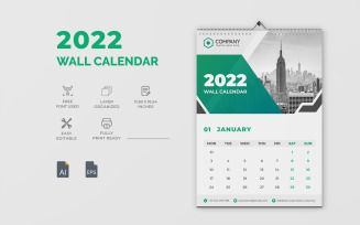 Green Modern 2022 Wall Calendar Design