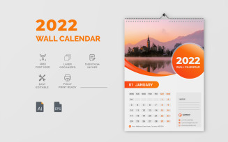Orange 2022 Wall Calendar Design Template