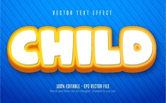 Child - Editable Text Effect, Blue And Orange Color Cartoon Text Style, Graphics Illustration