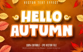Hello Autumn - Editable Text Effect, Cartoon Text Style, Graphics Illustration