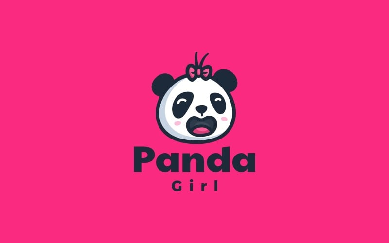 Panda Girl Mascot Cartoon Logo Logo Template