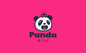 Panda Girl Mascot Cartoon Logo