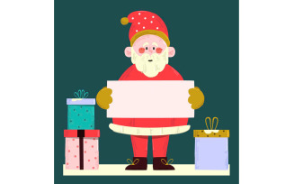 Santa Holding Blank Banner Illustration