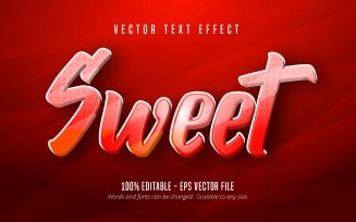Sweet - Editable Text Effect, Red Color Cartoon Text Style, Graphics Illustration
