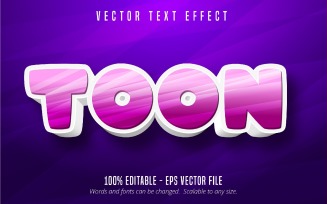 Toon - Editable Text Effect, Light Purple Color Cartoon Text Style, Graphics Illustration
