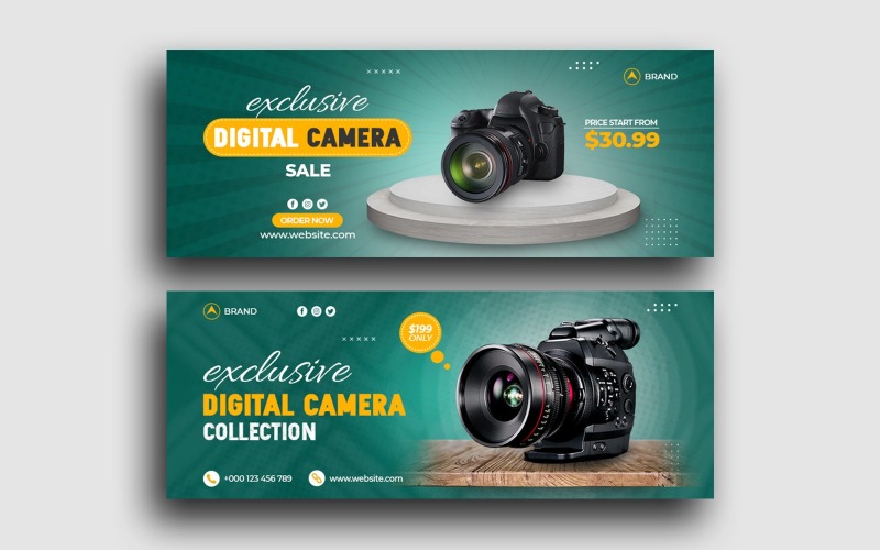 Camera Sale Promotion Facebook Cover Template Social Media