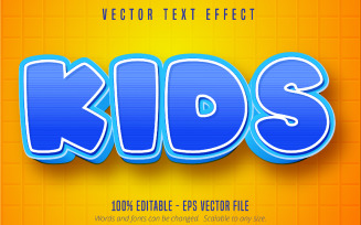 Kids - Editable Text Effect, Blue Color Cartoon Text Style, Graphics Illustration
