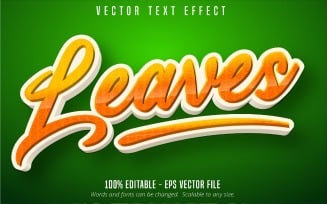 Leaves - Editable Text Effect, Orange Color Cartoon Text Style, Graphics Illustration