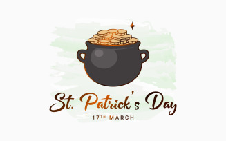 Patrick Day Banner With Patricks Cauldron Pot