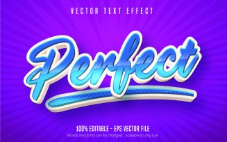 Perfect - Editable Text Effect, Blue Color Cartoon Text Style, Graphics Illustration