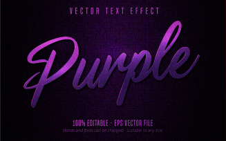 Purple - Editable Text Effect, Metallic Purple Color Cartoon Text Style, Graphics Illustration