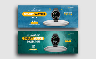 Smart Watch Sale Facebook Cover Web Banner Template