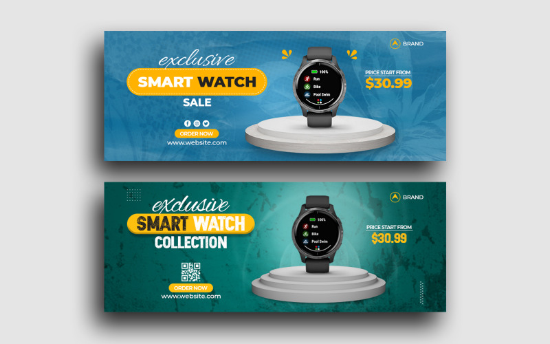 Smart Watch Sale Facebook Cover Web Banner Template Social Media
