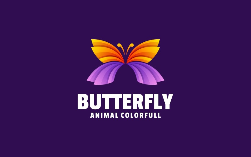 Vector Logo Butterfly Gradient Colorful Style Logo Template