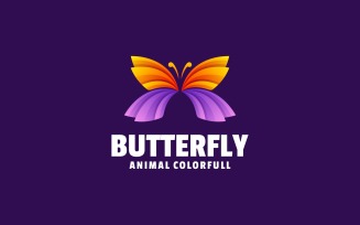Vector Logo Butterfly Gradient Colorful Style