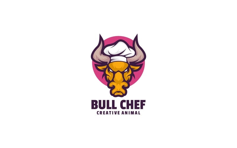 Bull Chef Mascot Cartoon Logo Logo Template