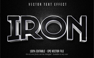 Iron - Editable Text Effect, Metallic Silver And Black Textured Text Style, Graphics Illustration