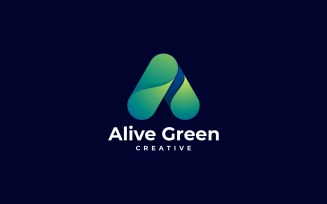 Letter A Green Gradient Logo