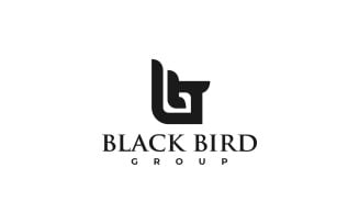 Letter Black Bird Silhouette Logo