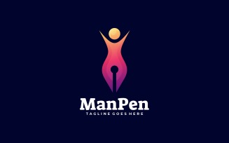 Man Pen Gradient Logo Style