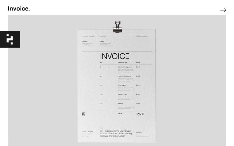 Minimal Modern Invoice Template Corporate Identity
