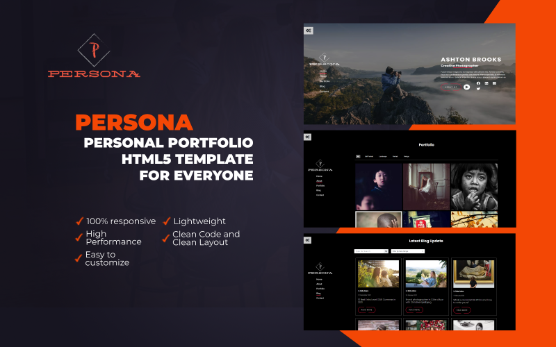 Persona - Professional photography Portfolio HTML5 Template Landing Page Template